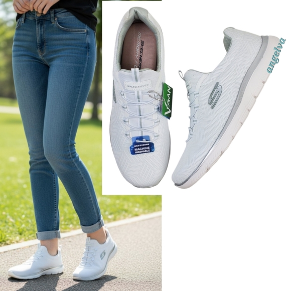 Skechers Shoes - NWT Skechers summits artistry chic slip on sneakers white silver lightweight